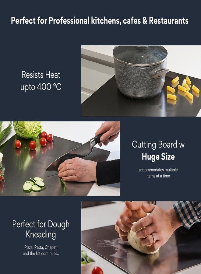 Tivora 304 Stainless Steel Chopping Board with Lip for Kitchen | for Cutting Vegetables, Meat, Fish, Fruits | Reversible | Easy to Wash | Food Grade Steel | Medium | 41 x 31 cm - Image 4